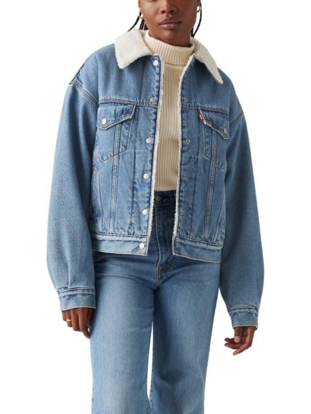 90s Style Sherpa Trucker Jacket for Women | Standard & Plus Sizes Available